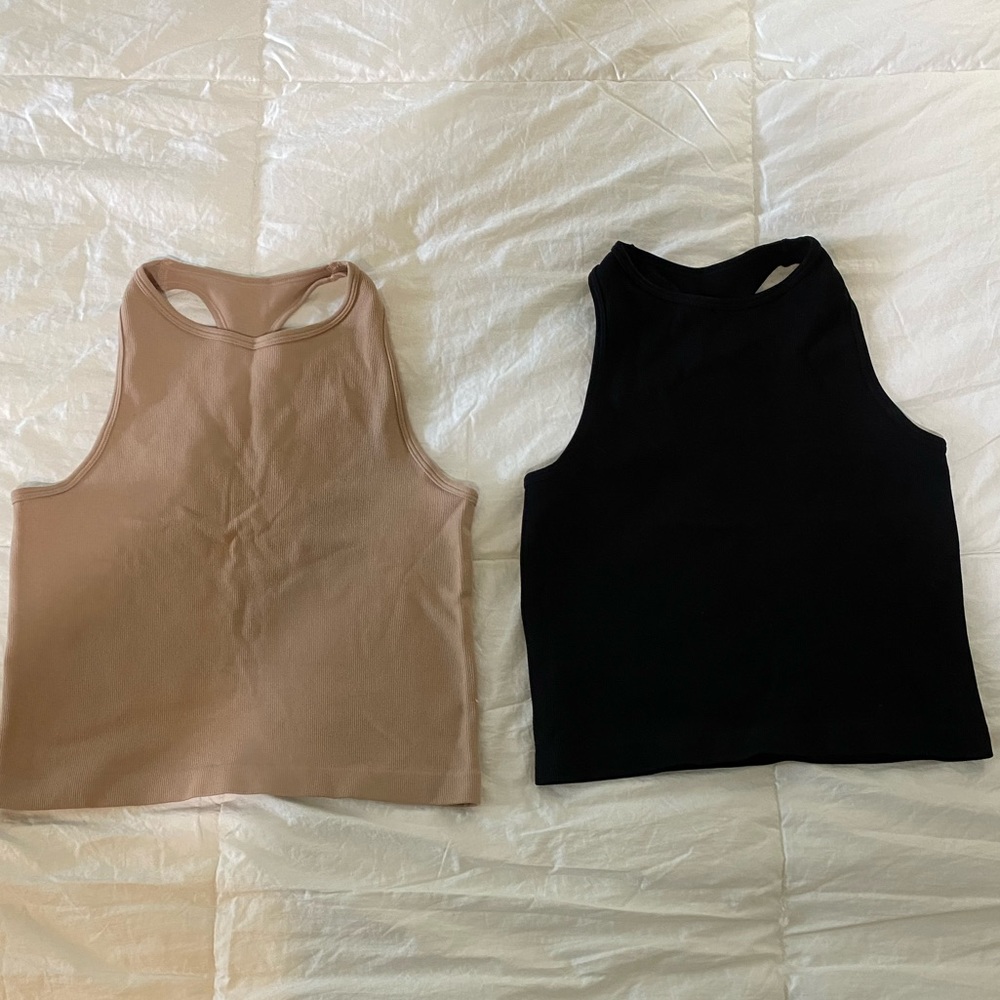 TWO Free People racerback cropped tank tops
